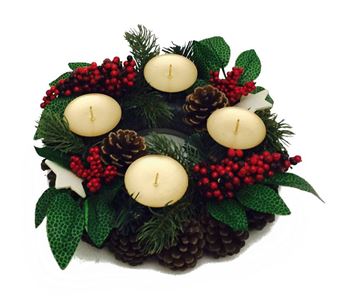 9" Decorated Evergreen Advent Wreath