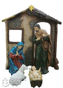Heavens Majesty 4pc Holy Family and Stable