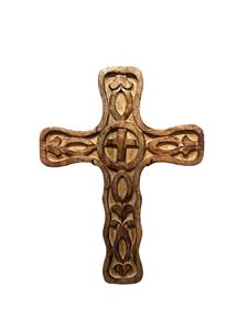 Wood Carved 18 Inch Wall Cross