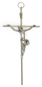 10" Silver Wall Crucifix with Silver Corpus