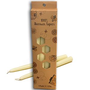100% Beeswax 10" Taper Candles BOX OF 4