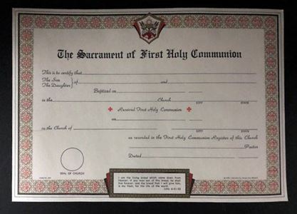 First Communion Certificate Pad, 50 Sheets