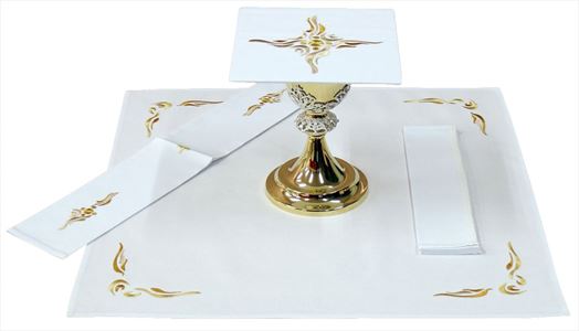 11-102 Altar Linen Set Gold Cross Design