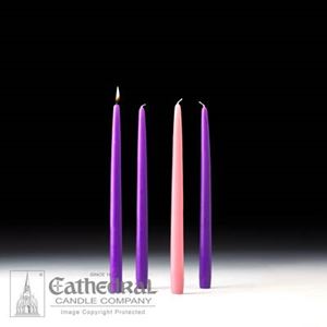 12" Advent Taper Candle Set- Purple/Pink 