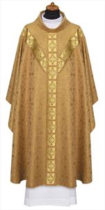 2-317 Gold Chasuble with Banding - Roll Collar