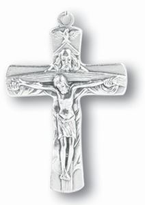 2" Silver Oxidized Trinity Crucifix, Medal Only