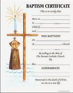 Baptism Certificate with Envelope