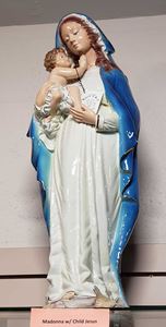 29.25" Ceramic Madonna and Child Statue from Italy