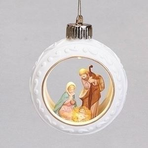 4.75" LED Lighted Fontanini Holy Family Ornament, Porcelain Dimensions	4.25"H 3.25"W 1.75"D