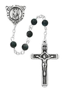 6mm Blue Stone Bead Rosary with St. Michael Center