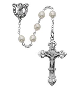6mm Sterling Silver & Pearl Rosary
