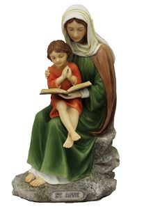 St. Anne with Mary statue, fully hand-painted color- GREAT DETAIL!!! 8 inch tall, comes gift boxed.