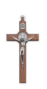 8" Walnut St Benedict Crucifix