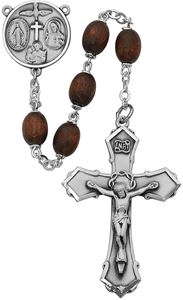 8mm Brown Wood Oval Rosary