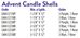 Advent Candle Shell Sets - 3 Purple 1 Rose or 3 Blue 1 Rose - PT14821