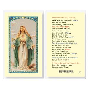 An Offering to Mary Immaculate Heart of Mary Holy Card