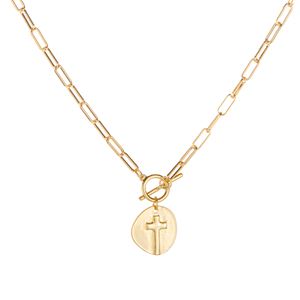 Cross Necklace with Decorative Toggle Clasp