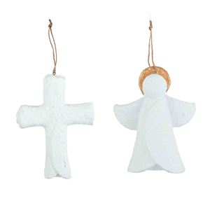 Assorted Paper Mache Angel or Cross Ornaments, Sold Each