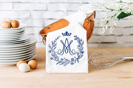 Auspice Maria Catholic Kitchen Towel - Virgin Mary Monogram