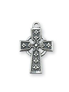 Sterling Silver Cross 13" Rhodium Plated Chain Deluxe Gift Box Included  Dimension: 1/2" Long