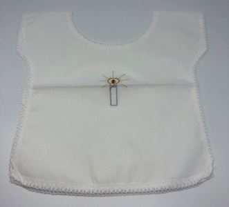 Baptismal Garment With Candle Design - Pull Over Style W/ Lace, Made In Italy