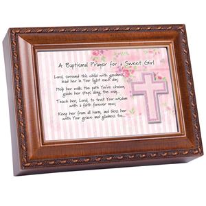 Baptismal Prayer For A Sweet Girl, Woodgrain Music Box