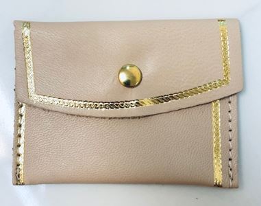 Beige Leather Snap Rosary Case from Italy