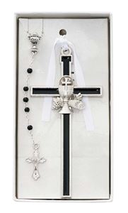 Black Chalice Cross with Black Rosary