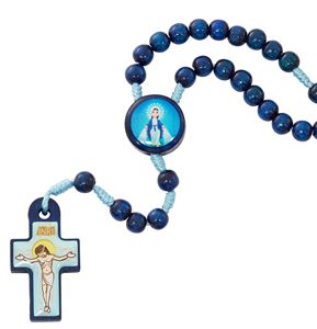 Childs Corded Blue Wood Rosary