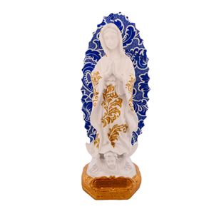 Blue and Gold Hand Painted Our Lady of Guadalupe Statue