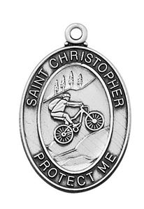 Boys Pewter Biking Medal On A 24" Stainless Chain