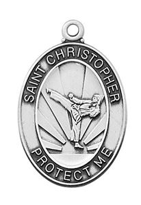 Boys Sterling Karate Medal With 24" Chain