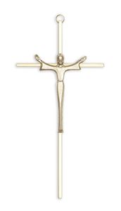 Brass 10" Wall Cross with Gold Plated Risen Christ