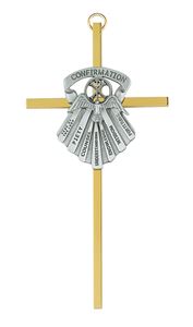 Brass with Pewter Gifts of the Spirit 6" Wall Cross
