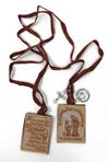 Brown Cloth Scapular with St. Benedict and Crucifix Charms