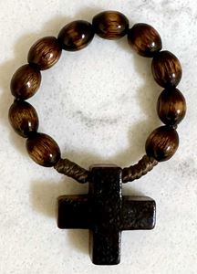 Brown Wood Finger Rosary from Italy