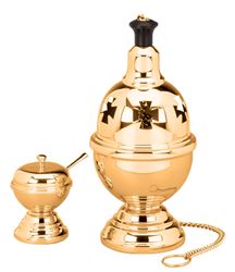 Thurible & Incense Boat | Bronze Or Brass | Single Chain | Round Base | 1103123 | USA