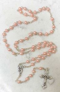 Childs Rosary with Small Pink Pearl Beads