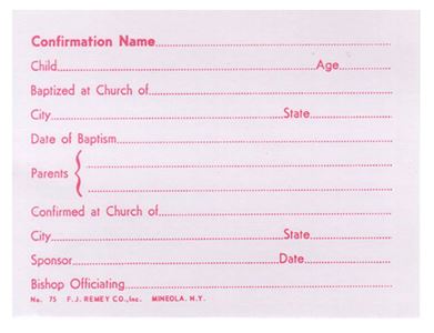 Confirmation Name Card, 100 Per Package