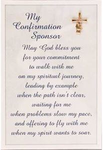 Confirmation Sponser Lapel Pin and Prayer Card