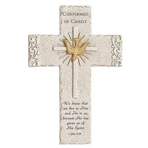 Confirmation Wall Cross with Stone Finish 9.25"H
