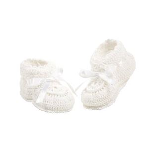 Crocheted White Baby Booties