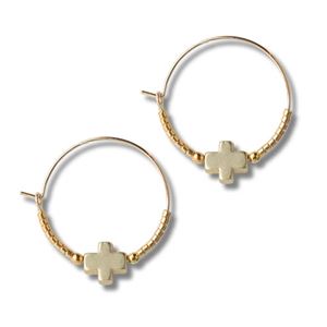 Faithful Hoop Earrings - Gold Cross