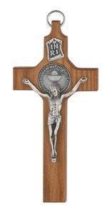First Communion 6" Walnut Wall Cross with Medallion