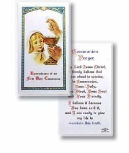 First Communion Prayer, Girl Laminated Holy Card