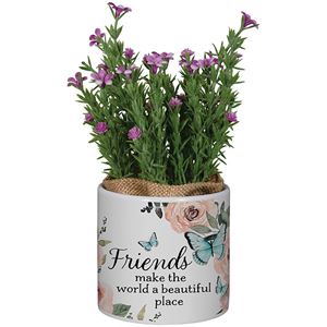 Friends Planter With Artificial Flowers