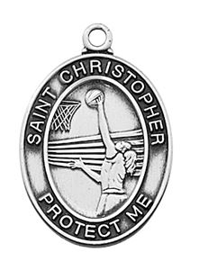 Girls Sterling Basketball Medal With 18" Chain