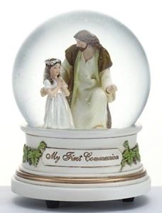 Girl with Jesus First Communion Musical Glitterdome