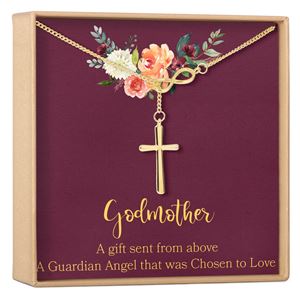Godmother Cross Necklace, Gold
