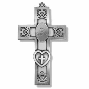 5-1/2 Inch Pierced Pewter Godmother Wall Cross